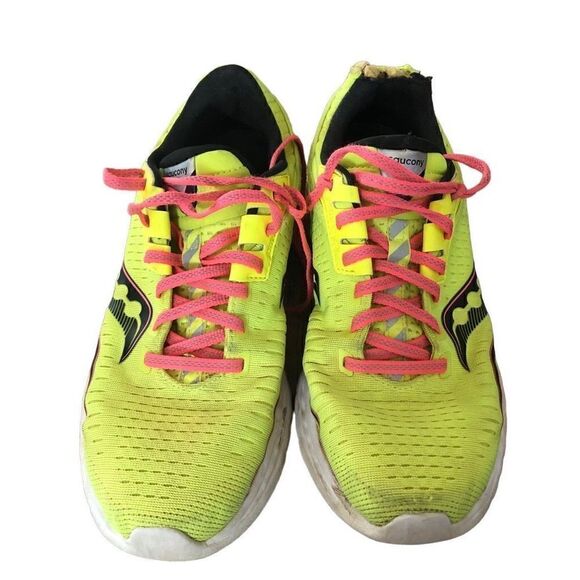 Saucony Kinvara 11 Running Shoes Volt Yellow Pink Women’s Size 10-- S10551-65 (D - Picture 1 of 7